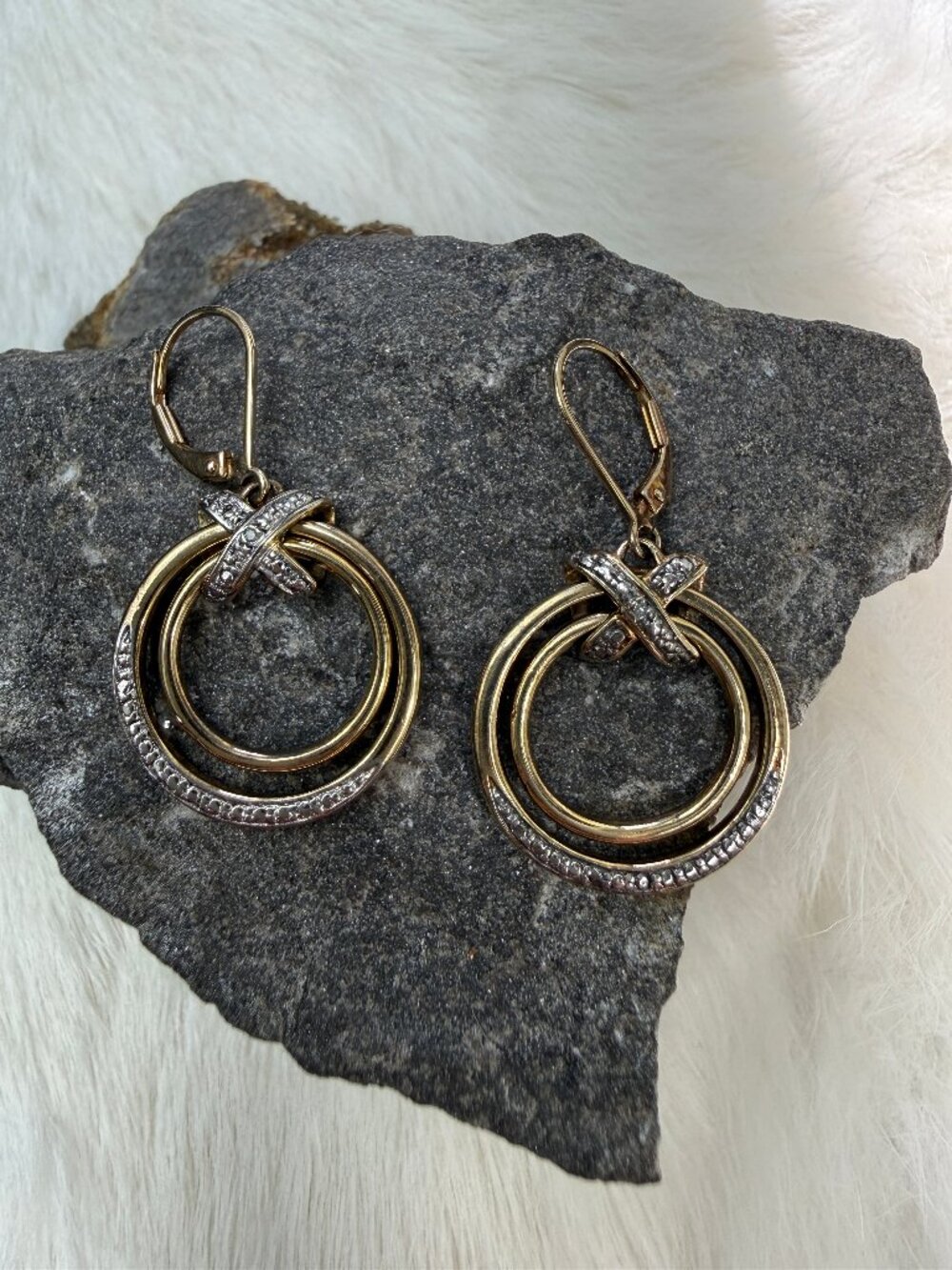Ross-Simons Diamond Chip Gold Vermeil Sterling Silver Dangle & Drop Earrings